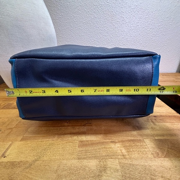 Coach Blue Saffiano Leather Colorblock North South Zip Top Tote 23891 - Picture 6 of 15